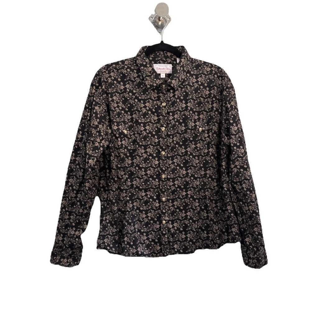 Panhandle Slim Western Pearl Snap Collared Floral Shirt Women XXL Cowgirl